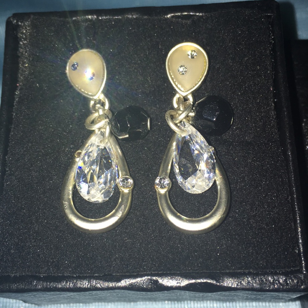 Drip drop Lucite earrings cz crystals dangle